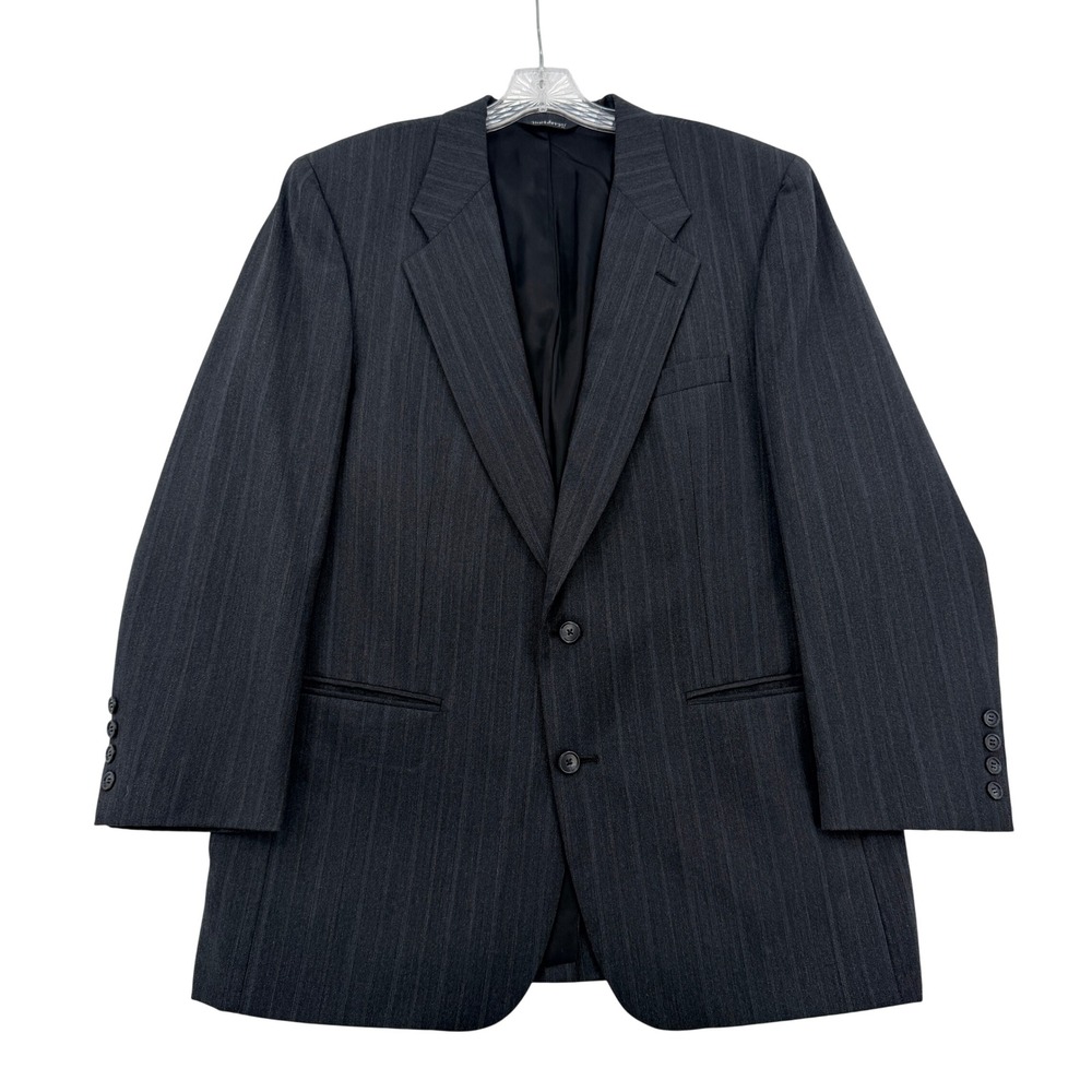 Burberrys Prorsum Mens Pinstripe Wool Blazer Charcoal Gray 2 Button Sport Coat